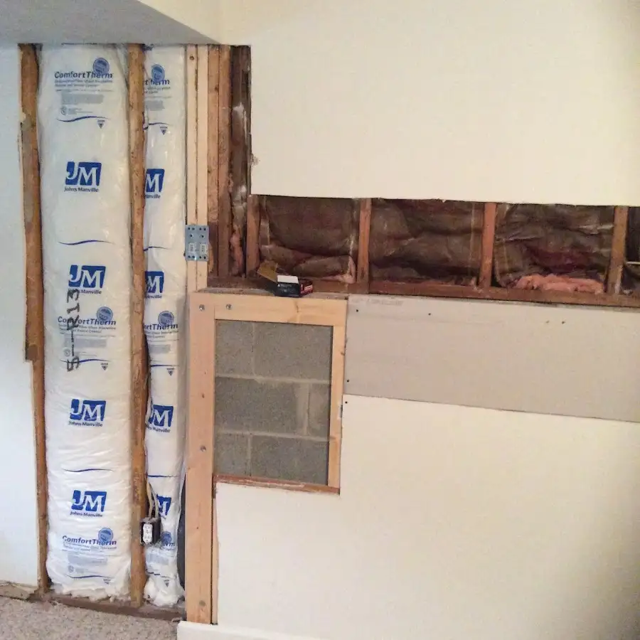 Wall insulation replacement during Basement Flood Cleanup in Madison